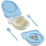 Flybee Gezgin Çocuk Taşınabilir Beslenme Kabı, Bebek Mama Kabı, Çatal &amp; Kaşık Seti - Til