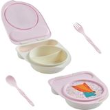 Flybee Gezgin Çocuk Taşınabilir Beslenme Kabı, Bebek Mama Kabı, Çatal & Kaşık Seti - Tilki ( - Çok Renkli - Genel