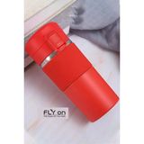 Flyon Sızdırmaz Paslanmaz Çelik Kaydırmaz Lastikli Iç Kısmı Süzgeçli Araç Ofis Çay Kahve Termos Mug 400 ml