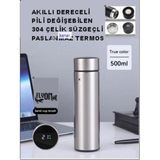 Flyonlook Derece Göstergeli Çelik Termos Pili Değişebilen Kamp,araç,ofis Süzgeçli Yeni Nesil Akıllı Mug - Metal - 500 ml