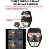 Flyonlook Güneş Enerjili Solar Led Duvar Lambası 5 Işık Modlu Karanlık Otomatik Devre Ev,Bahçe,Teras Fener - Siyah