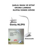 FLYONLOOK Şarj Edilebilir Klipsli Kitap Okuma Işığı 14 Led Kitap Arası Okuma 3 Modlu Işık Mandallı Lamba Masa
