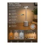 FLYONLOOK Şarjlı LED Masa Lambası Dokunmatik Dimmerli 3 Renk Modlu Type-C Şarjlı Metal Gövdeli Dekoratif Gece Lambası