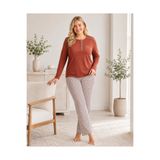 FLZ Kadın Büyük Beden Kışlık Viskon Pijama Takımı 3XL 4XL 5XL 6XL | Uzun Kollu 3 Düğmeli B89-101