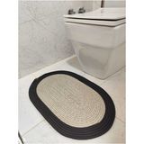 Flz Life Jüt Hasır Tekli,Banyo Paspası,bohem Tarzı Banyo Takımı, Paspas/40X60 - Taş - Siyah