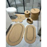 Flz Life Jüt,banyo Takımı,banyo Paspası, Paspas Takımı,makyaj Sepeti,çöp Kovası,klozet Paspas, - Hasır Rengi