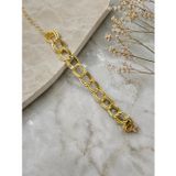FM 💎 Premium Parlak ve Şık Gold Renk Halka Zincir 316L Çelik Kadın Bileklik (23cm)