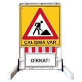 FM Trafik 150x90 cm Katlanır Uyarı Levhalı Bariyer Çalışma Var