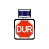 FM Trafik 60x60 cm Dur Solar Flaşörlü Ledli Trafik Levhası