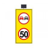 FM Trafik 70 km/h LED'li Sarı Zemin 1000x2040 mm Sollama Yasak LED'li Hız Limiti