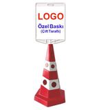 FM Trafik Kedi Gözlü 650 mm Dikdörtgen Tabela Baskılı Reklam Konisi