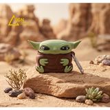 Fmk Airpods 1. ve 2. Nesil Uyumlu Baby Yoda (Grogu) Tasarımlı Silikon Kılıf - Yeşil