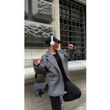 FMN Moda kaşe astarlı tek düğme oversize bol kesim orta boy pinterest muadil kaban mont blazer ceket