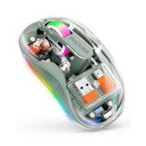 FMOUSE Kablosuz fare, dizüstü bilgisayar/masaüstü bilgisayar için bilgisayar faresi, RGB ışıklı sessiz fare, 5.1 Bluetooth fare üç modlu (çift Bluetooth + USB ve C tipi 2.4G) 2400 DPI, ev ofis için
