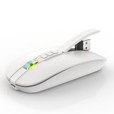 FMOUSE Masaüstü Ekranı için Çoklu Düğmelere Sahip İnce Şarj Edilebilir Bluetooth Fare, Tek Tıkla Sessiz, MacBook/PC/iPad/Dizüstü Bilgisayar için Ofis ve Geziler için Kablosuz Fareler (Beyaz)