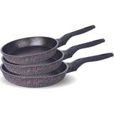 Fms 3'lü Döküm Tava Set Siyah 20-24-28 cm - 3'LÜ DÖKÜM GRANİT TAVA