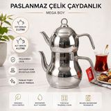 Fms Ayder Mega Boy Çaydanlık | 18/10 Paslanmaz Çelik | Indüksiyon Taban | 2 L + 4 L | - Inox