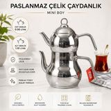 Fms Ayder Mini Boy Çaydanlık | 18/10 Paslanmaz Çelik | Indüksiyon Taban | 0,50 L + 1,10 L | - Inox