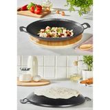 Fms Döküm Bio Granit Cam Kapaklı Saç Kavurma Tavası 34 cm Siyah - 34 CM ÇİFT TARAFLI SAÇ TAVASI