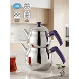 Fms Eko Mor Çaydanlık | 18/10 Paslanmaz Çelik | Indüksiyon Taban | 1,25 L + 2,30 L |