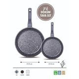 FMS Fms D3007 Döküm Granit 2'li 20-28 Cm Tava Seti Siyah