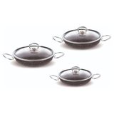 FMS G5019 Siyah 20-22-24 cm Granit 6 Parça Büyük Boy Omlet Set