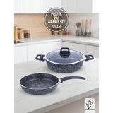 Fms PRATİK SİYAH 2'Lİ GRANİT SET | YANMAZ YAPIŞMAZ YÜZEY | 26 CM TENCERE + 26 CM TAVA |