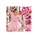 FND BALE ELBİSESİ PEMBE TÜTÜ 4'LÜ SET& 3'LÜ HEDİYE SETİ SAÇ FİLESİ/ SAÇ BANDI / BİLEKLİK 4'LÜ SET