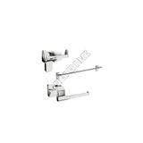 Fndhome Krom Lux 3 Lü Banyo Set Açık Tuvalet Kağıtlık, Askılık, Uzun Havluluk