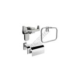 FNDHOME Krom Lux 3 Lü Banyo Set Kapaklı Kağıtlık, Yuvarlak Havluluk, Bornoz Askılık