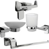 Fndhome Krom Lux 4 Lü Banyo Seti Solo Havluluk, Diş Fırçalık, Sabunluk, Bornozluk - Mat Siyah