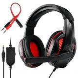 FNSHIP Mikrofon Ses Kontrolü ile 3.5mm Port Kablolu Oyun Kulaklığı, PS4 Yeni Xbox One PSP PC Dizüstü Bilgisayar Tablet Cep Telefonları için Stereo Bas Gürültü İzolasyonu, Siyah ve Kırmızı