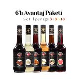 FO 6'lı Avantaj Paketi Çikolata Beyaz Çikolata Karamel Vanilya Fındık Frambuaz Şurubu 70cl