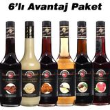 FO 6'lı Avantaj Şurup Paketi Çikolata Beyaz Çikolata Karamel Vanilya Fındık Frambuaz Şurubu 6X700 ml - 1 Adet