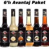 FO 6'lı Avantaj Şurup Paketi Çikolata Beyaz Çikolata Karamel Vanilya Fındık Tuzlu Karamel Şurubu - 1 Adet