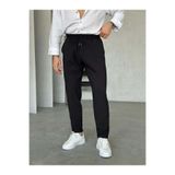 FO4RBS KM06342 Dubble paça kumaş jogger pantolon SİYAH M
