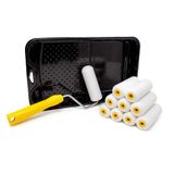 Foampro 4 "İnce Kaplama Boya Rulosu Kiti | 1 Plastik Boya Tepsisi, 1 Silindir Sapı, 10 Köpük Rulo | Mini Köpük Rulo Kiti w/Rulo Pan | Ev Boyama Malzemeleri ve Boya Araçları, Çok Renkli, 164 (164KIT)
