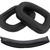fobun Logitech uyumlu G930 G430 F450 G432 G431 G332 G231 G230 ile uyumlu Kulaklık Pedi Seti Kulaklık Süngeri ve Kafa Bandı kulaklık süngeri yastığı (Siyah Deri Sünger + Siyah Deri Kafa Bandı)