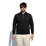 fobun Sweatshirt erkek sweatshirt kalın sweatshirt polo yaka penye fermuarlı erkek sweatshirt Siyah