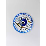 Foça Temalı Polyester Kabartmalı Nazar Magnet Çap: 7 Cm – Dekoratif Hediyelik Buzdolabı Süsü (Kod:1204)