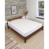 Foçatex Kuzu Yünü Dolgulu Pamuklu Kumaş Astar 4 Köşe Lastikli Kokusuz & Yıkanabilir Yatak Pedi ve Şiltesi - 120 x 200 cm - Beyaz
