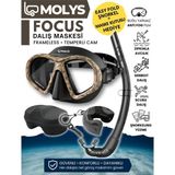Focus Dalış Maskesi + Antı Fog (Buğu Önleyici Film) + Katlanabilir Şnorkel + Maske Kutusu - Standart - Çok Renkli