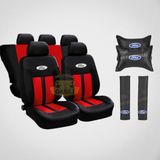 Focus, Fiesta, Escort Uyumlu Siyah-Kirmizi Oto Koltuk Kilifi Boyun Yastigi Kemer Direksiyon Kilifi