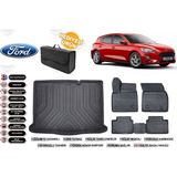 Focus Hatchback 2019 Model Ince Stepne Bagaj Havuzu+4d Araca Özel Havuzlu Paspas Takımıı Rice - Siyah