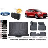 Focus Hatchback 2021 Model Ince Stepne Bagaj Havuzu+4d Araca Özel Havuzlu Paspas Takımıı Rice - Siyah