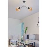 Focus Modern Tasarım Salon - Mutfak - Cafe - Hol - Yatak Odası Siyah Renk Bal Camlı 2 li Avize