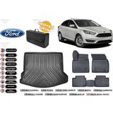 Focus Sedan 2014 Model Bagaj Havuzu+4d Araca Özel Havuzlu Paspas Takımıı Rice - Siyah