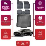 Focus Sedan 2020 Model Tamir Kitli Bagaj Havuzu+4d Araca Özel Havuzlu Paspas Takımıı Maxii - Siyah