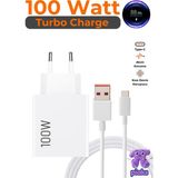 Fodos Xiaomi 100W Turbo Şarj Aleti Poco F8 F8 Ultra Uyumlu Type-C 100 Watt Hızlı Şarj Cihazı Adaptör ve Kablo Set - Beyaz