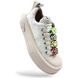 Foershadow S1900 Yüksek Tabanlı Emoji ve Taş Detaylı Bej Renk Kadın Sneaker Spor Ayakkabı
